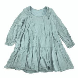 Crescent Muted Tunic Mini Dress Size Medium Womens Light Sage Green Boho Casual